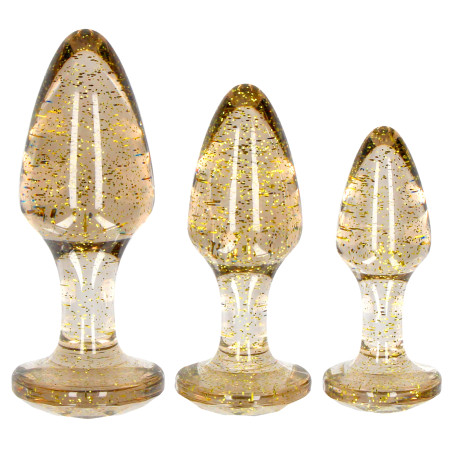 Lot de 3 Plugs GLITTER Or