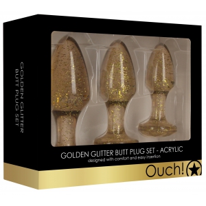 Lot de 3 Plugs GLITTER Or
