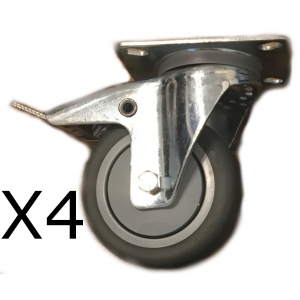 Roulettes avec Frein Diamètre 10cm | Qualité Pro x4