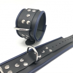 Menottes en cuir | Noir-Bleu