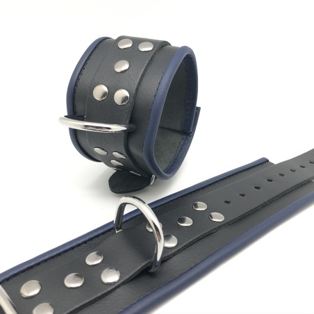 Menottes en cuir | Noir-Bleu