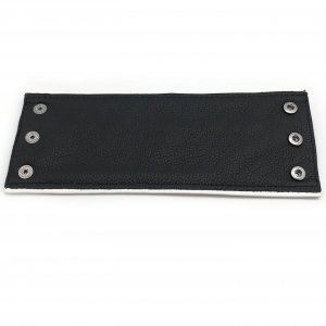 Poignet bracelet de force en cuir - Noir/Blanc avec zip