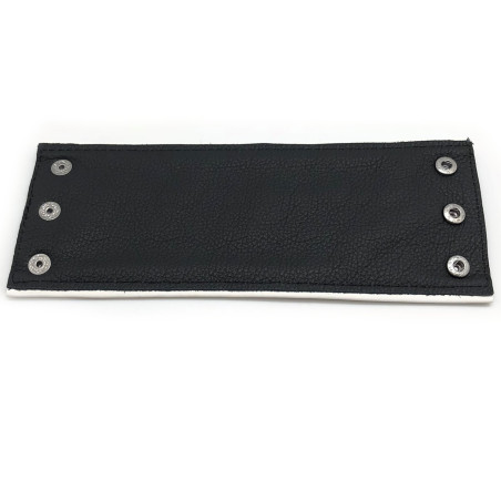 Poignet bracelet de force en cuir - Noir/Blanc avec zip