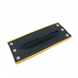 Poignet bracelet de force en cuir - Noir/Jaune-  avec zip 2