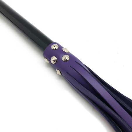 Martinet Long Lanières en cuir - Manche en bois 80cm Violet-Noir