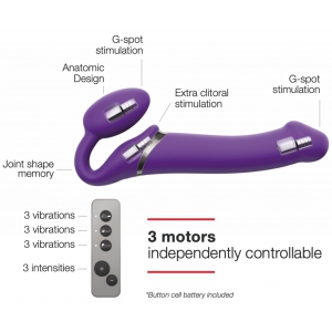 Gode vibrant STRAP-ON 3 Moteurs XL 16 x 4.5 cm Violet