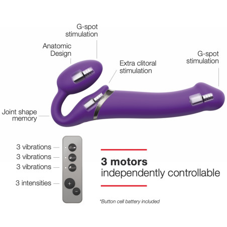 Gode vibrant STRAP-ON 3 Moteurs XL 16 x 4.5 cm Violet