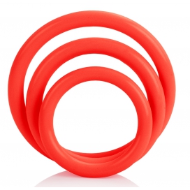 Cockrings Tri-Rings en silicone Rouge 2