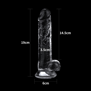Gode transparent avec bourses FLAWLESS 14 x 3.5 cm