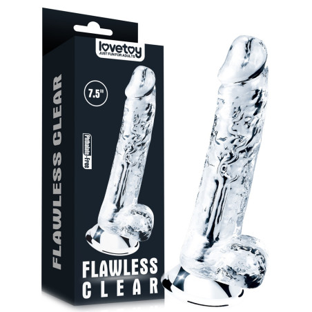 Gode transparent avec bourses FLAWLESS 14 x 3.5 cm