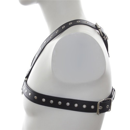 Harnais SM pour homme avec bouce centrale et lanière simili cuir