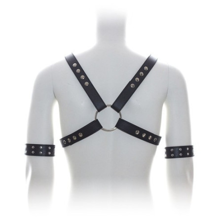 harnais sm faux cuir pas cher avec boucle métal pour look BDSM