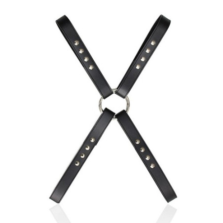 harnais sm faux cuir pas cher avec boucle métal pour look BDSM