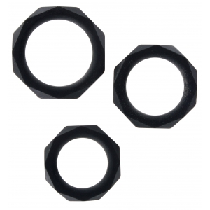 Lot de 3 Cockrings Silicone POWER HALO Noirs