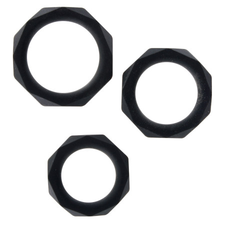 Lot de 3 Cockrings Silicone POWER HALO Noirs