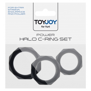Lot de 3 Cockrings Silicone POWER HALO Noirs