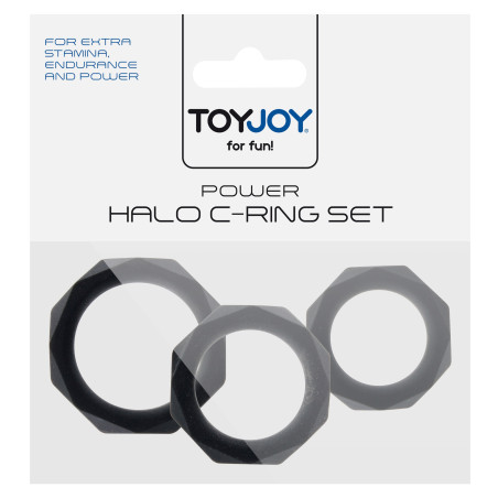 Lot de 3 Cockrings Silicone POWER HALO Noirs