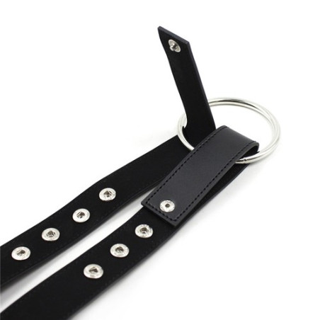 harnais sm faux cuir pas cher avec boucle métal pour look BDSM