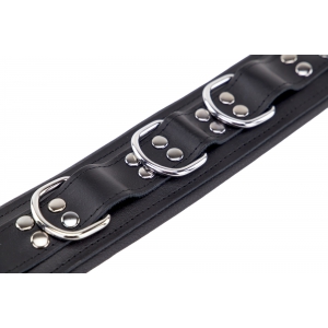Collier rembourré en cuir avec Anneaux D Noir 