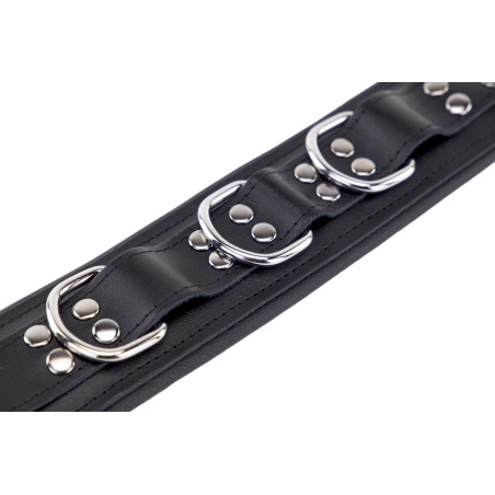 Collier rembourré en cuir avec Anneaux D Noir 