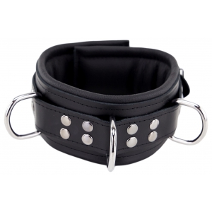 Collier rembourré en cuir avec Anneaux D Noir 