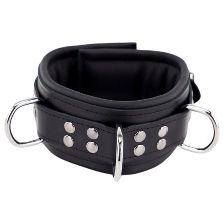 Collier rembourré en cuir avec Anneaux D Noir 