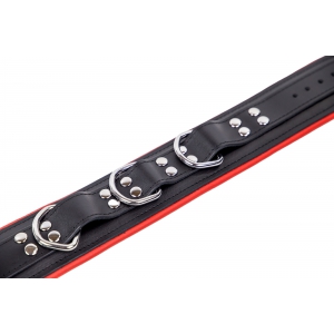 Collier rembourré en cuir 3 Anneaux D Rouge