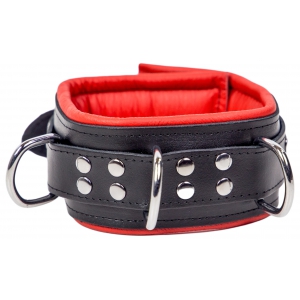 Collier rembourré en cuir 3 Anneaux D Rouge