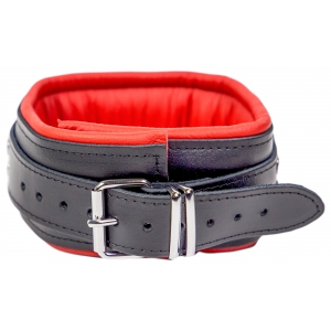 Collier rembourré en cuir 3 Anneaux D Rouge