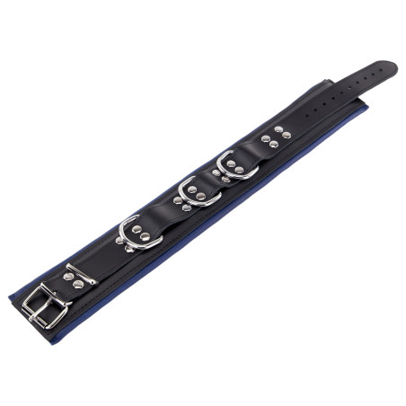Collier rembourré en cuir 3 Anneaux D Bleu