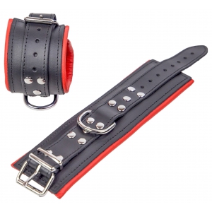 Menottes en cuir Rembourrées pour Poignets Noir-Rouge