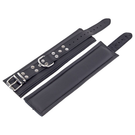 Menottes en cuir Rembourrées pour Chevilles Noir