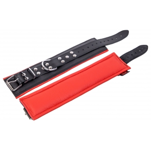 Menottes en cuir Rembourrées pour Chevilles Noir-Rouge