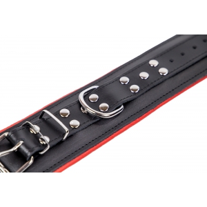 Menottes en cuir Rembourrées pour Chevilles Noir-Rouge