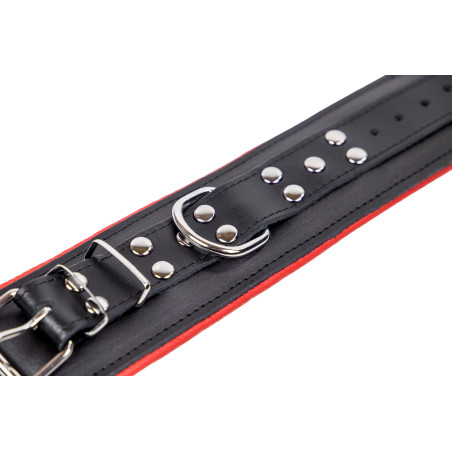 Menottes en cuir Rembourrées pour Chevilles Noir-Rouge