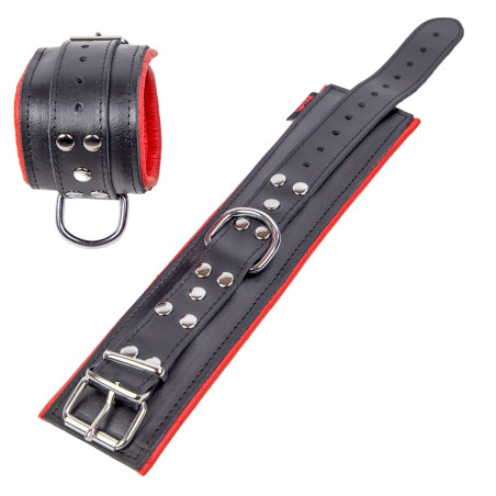 Menottes en cuir Rembourrées pour Chevilles Noir-Rouge