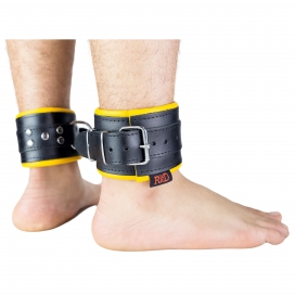 Menottes en cuir rembourrées pour Chevilles Noir-Jaune 2