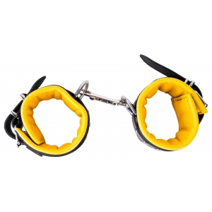 Menottes en cuir rembourrées pour Chevilles Noir-Jaune