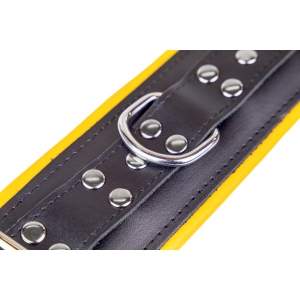 Menottes en cuir rembourrées pour Chevilles Noir-Jaune