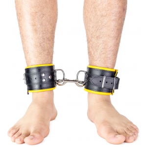 Menottes en cuir rembourrées pour Chevilles Noir-Jaune
