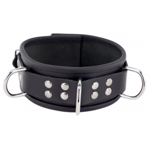 Collier en cuir 3 Anneaux D Noir