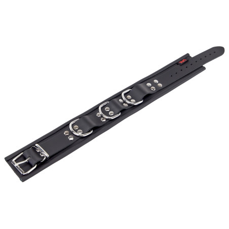 Collier en cuir 3 Anneaux D Noir