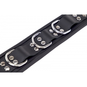 Collier en cuir 3 Anneaux D Noir