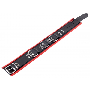 Collier en cuir 3 Anneaux D Rouge