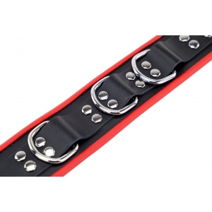 Collier en cuir 3 Anneaux D Rouge