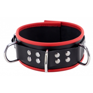 Collier en cuir 3 Anneaux D Rouge