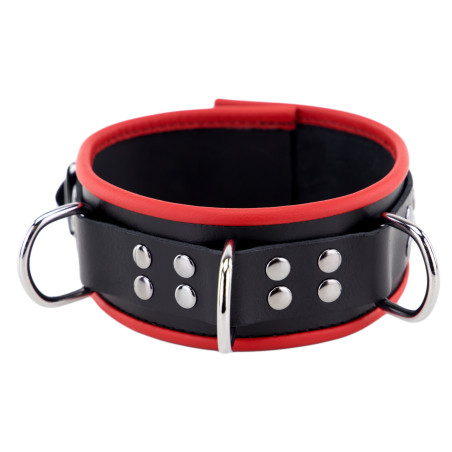 Collier en cuir 3 Anneaux D Rouge