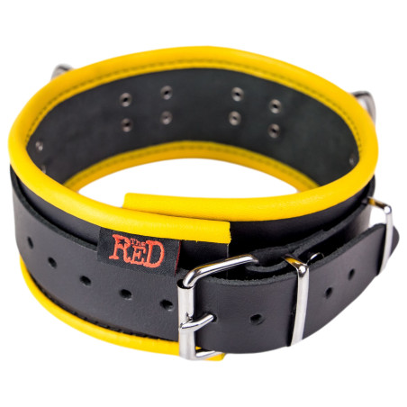 Collier en cuir 3 Anneaux D | Noir-Jaune