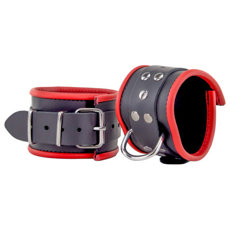 Menottes en cuir pour les Chevilles Noir-Rouge