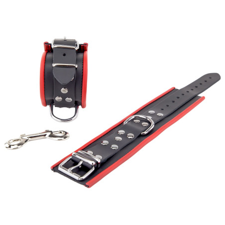 Menottes en cuir pour les Chevilles Noir-Rouge